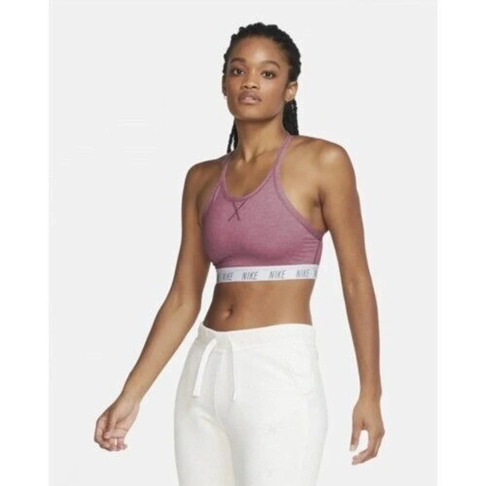 Nike Swoosh Soft Tee Sports Bra Orange/Gray Women's Size Small
